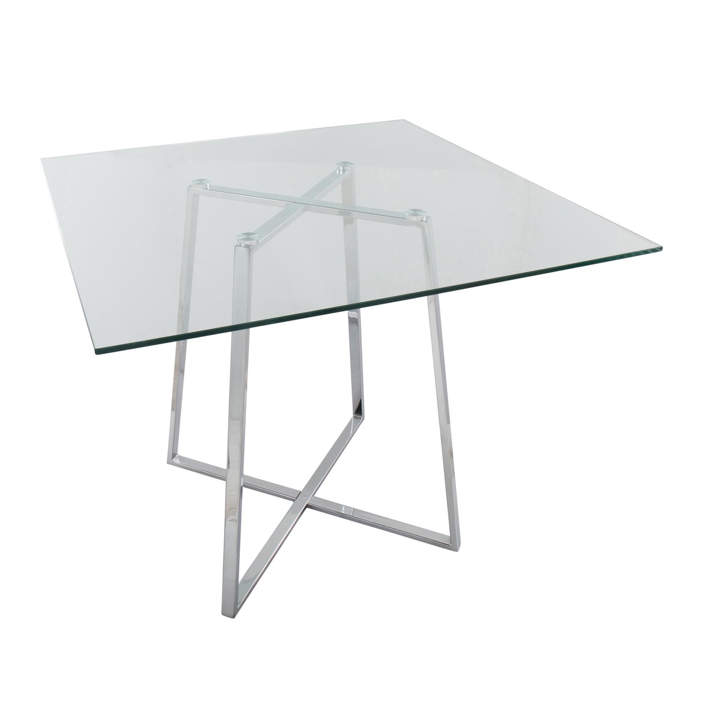 Cosmo Contemporary/glam Square Dining Table with Gold Metal Legs and Clear Glass Top