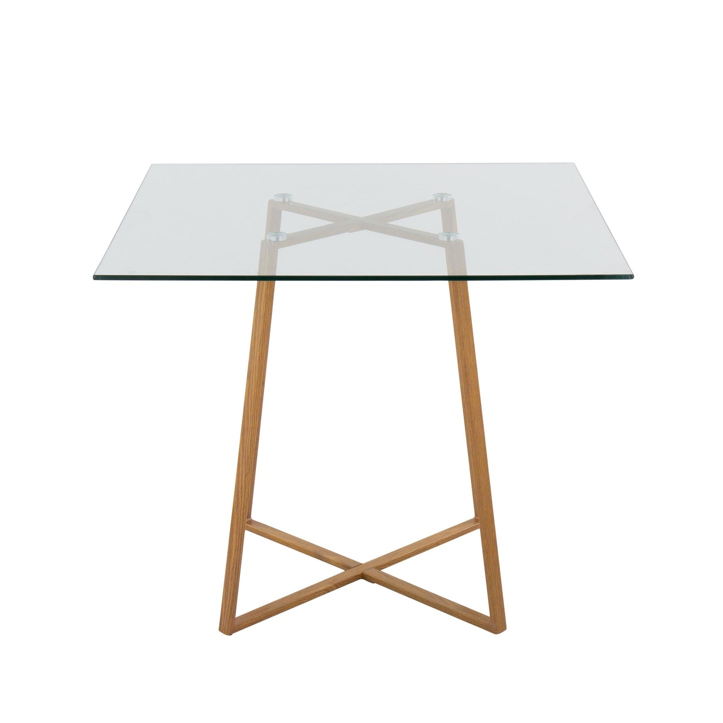 Cosmo Contemporary/glam Square Dining Table with Gold Metal Legs and Clear Glass Top