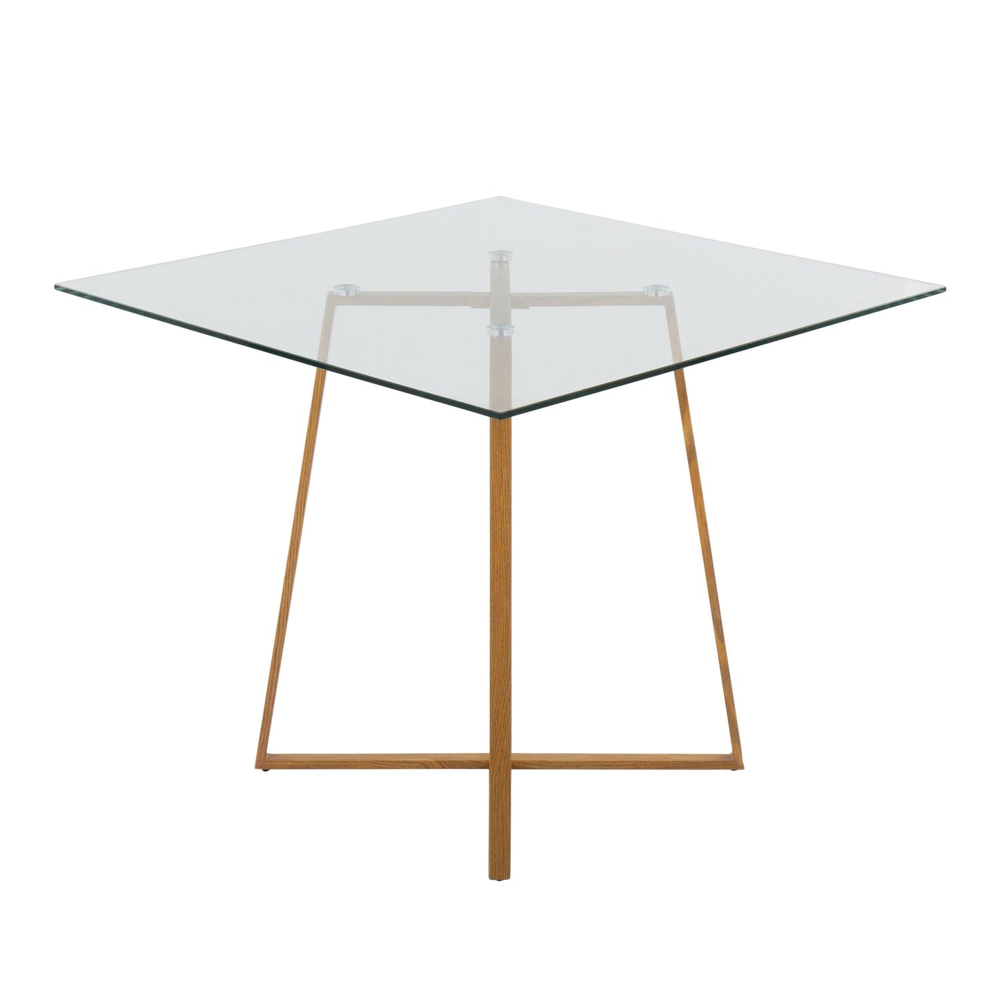 Cosmo Contemporary/glam Square Dining Table with Gold Metal Legs and Clear Glass Top