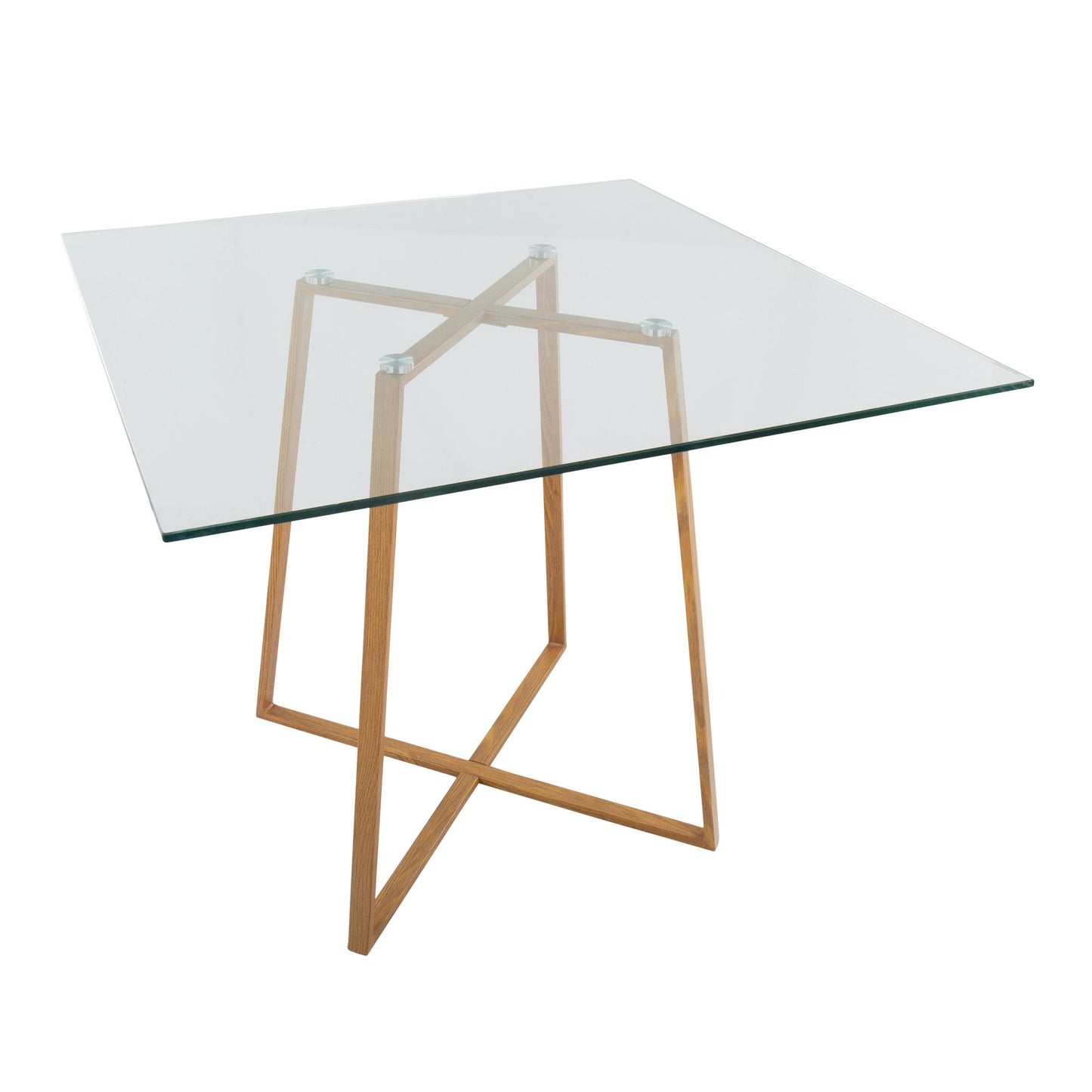 Cosmo Contemporary/glam Square Dining Table with Gold Metal Legs and Clear Glass Top