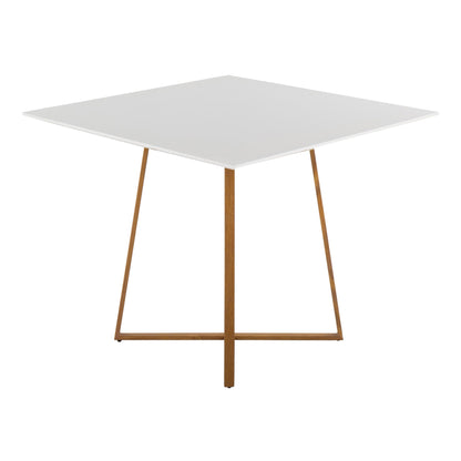 Cosmo Contemporary/glam Square Dining Table with Gold Metal Legs and Clear Glass Top