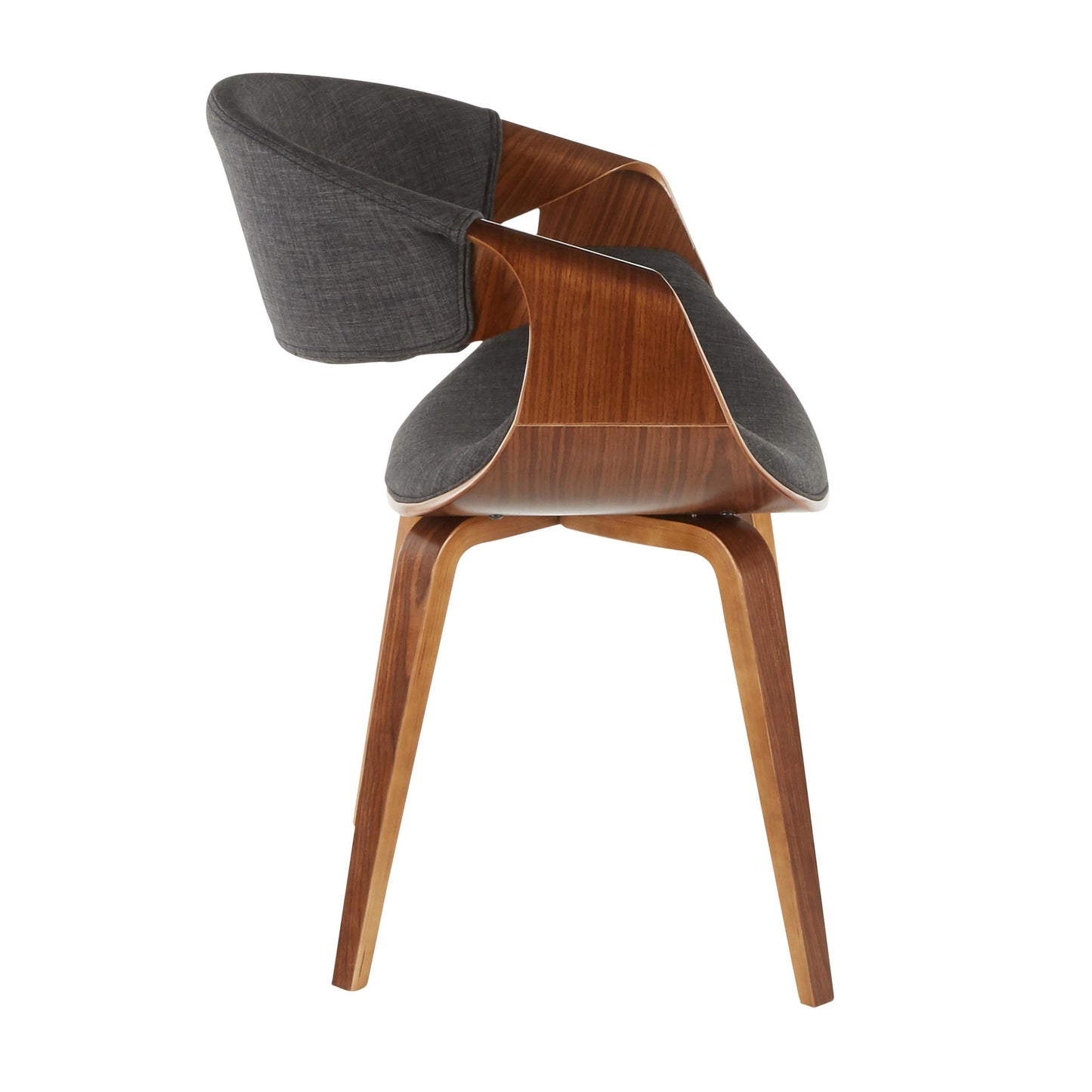 Curvo Mid-Century Modern Dining/Accent Chair in Walnut Wood