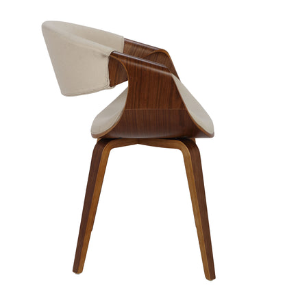 Curvo Mid-Century Modern Dining/Accent Chair in Walnut Wood