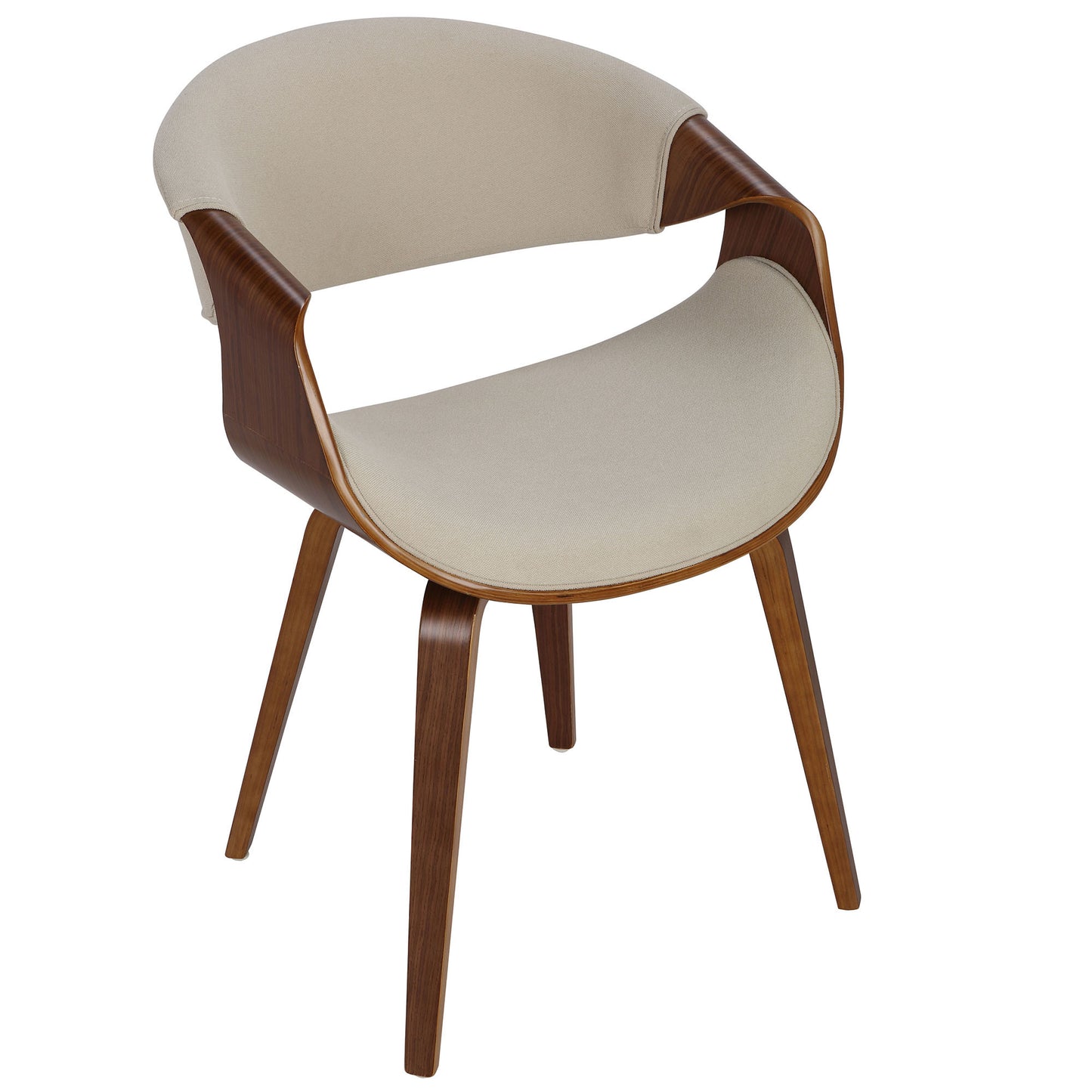 Curvo Mid-Century Modern Dining/Accent Chair in Walnut Wood