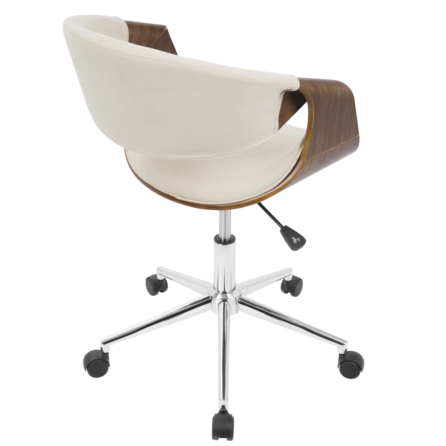 Curvo Mid-Century Modern Office Chair in Walnut and Cream