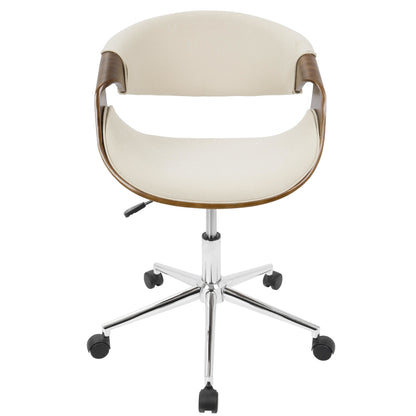 Curvo Mid-Century Modern Office Chair in Walnut and Cream