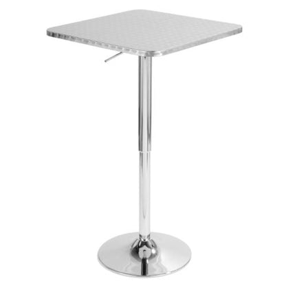 Bistro Contemporary Adjustable Round Bar Table in Silver