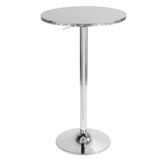 Bistro Contemporary Adjustable Round Bar Table in Silver