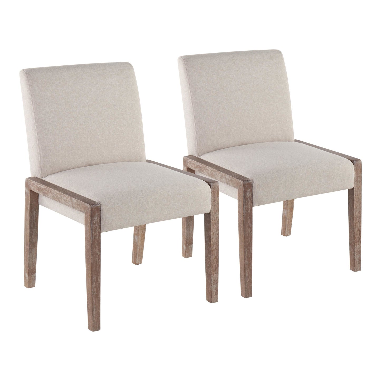 Carmen Contemporary Chair in Black Wood and Beige Fabric   - Set of 2