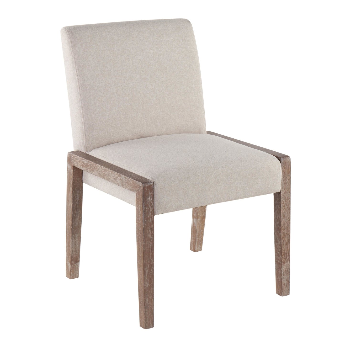 Carmen Contemporary Chair in Black Wood and Beige Fabric   - Set of 2