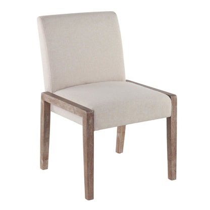 Carmen Contemporary Chair in Black Wood and Beige Fabric   - Set of 2