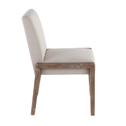 Carmen Contemporary Chair in Black Wood and Beige Fabric   - Set of 2