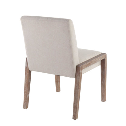Carmen Contemporary Chair in Black Wood and Beige Fabric   - Set of 2