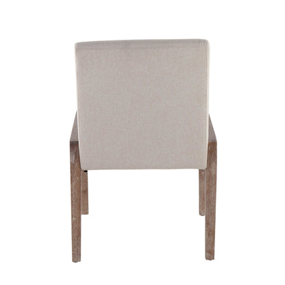 Carmen Contemporary Chair in Black Wood and Beige Fabric   - Set of 2