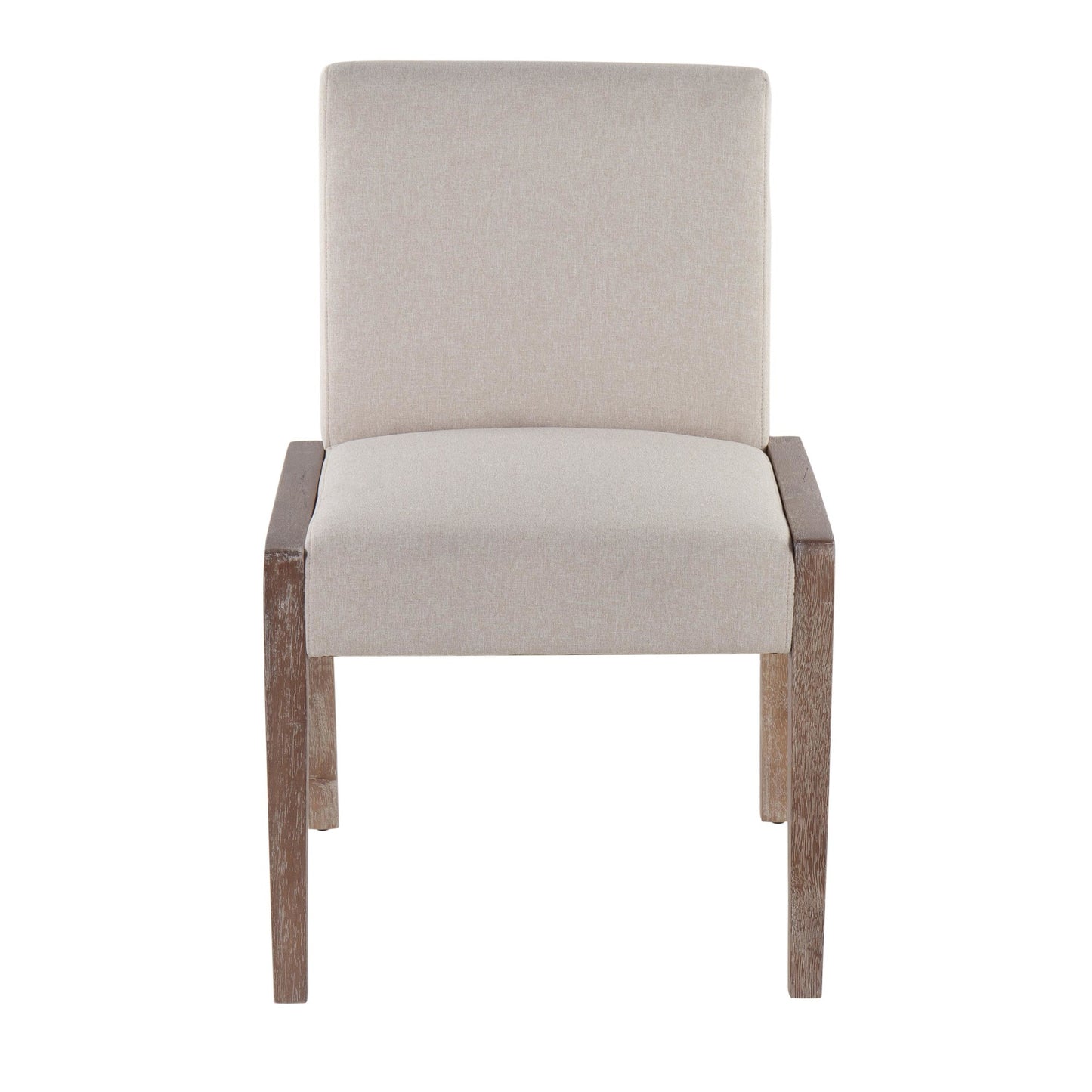 Carmen Contemporary Chair in Black Wood and Beige Fabric   - Set of 2