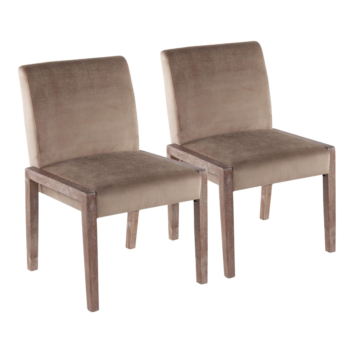 Carmen Contemporary Chair in Black Wood and Beige Fabric   - Set of 2