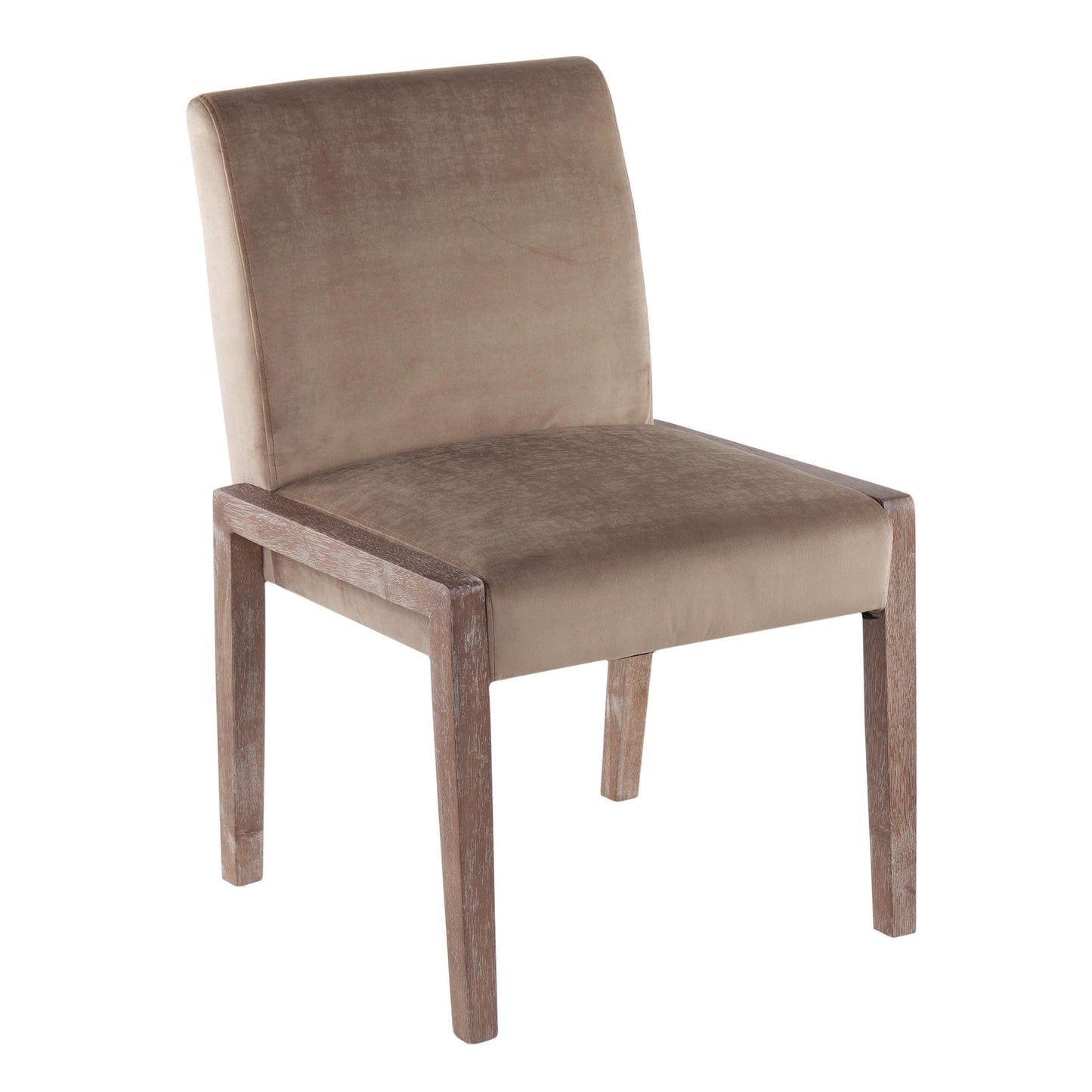 Carmen Contemporary Chair in Black Wood and Beige Fabric   - Set of 2