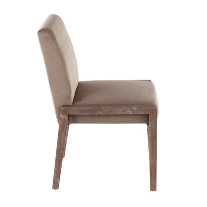 Carmen Contemporary Chair in Black Wood and Beige Fabric   - Set of 2