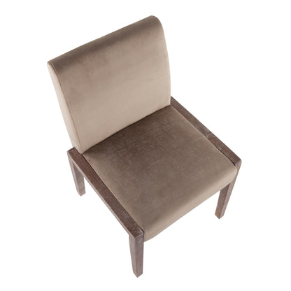 Carmen Contemporary Chair in Black Wood and Beige Fabric   - Set of 2