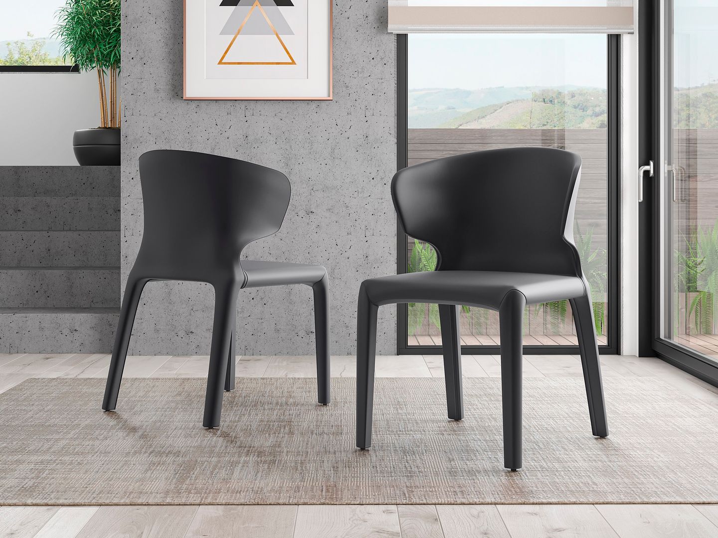 Manhattan Comfort Conrad Leather Dining Chair -Set of 2