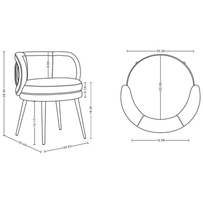 Manhattan Comfort Modern Kaya Pleated Velvet Dining Chair