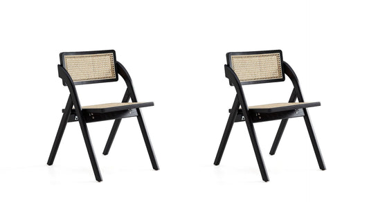 Manhattan Comfort Lambinet Cane Dining Folding Chair - Set of 2