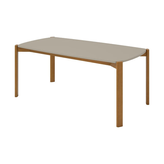 Manhattan Comfort Mid-Century Modern Gales 70.87 Dining Table with Solid Wood Legs in Greige