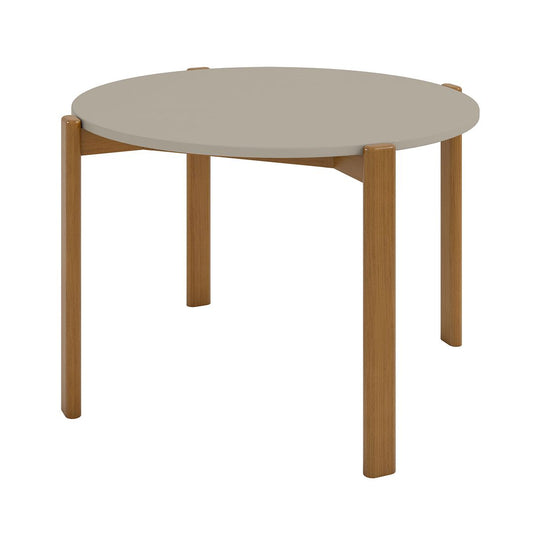 Manhattan Comfort Mid-Century Modern Gales Round 46.54 Dining Table with Solid Wood Legs in Greige