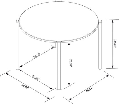 Manhattan Comfort Mid-Century Modern Gales Round 46.54 Dining Table with Solid Wood Legs