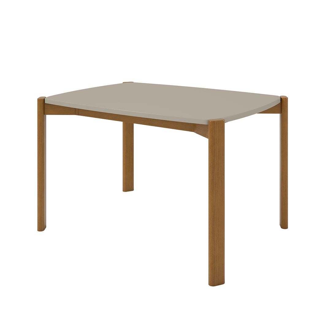 Manhattan Comfort Mid-Century Modern Gales 47.24 Dining Table with Solid Wood Legs in Greige