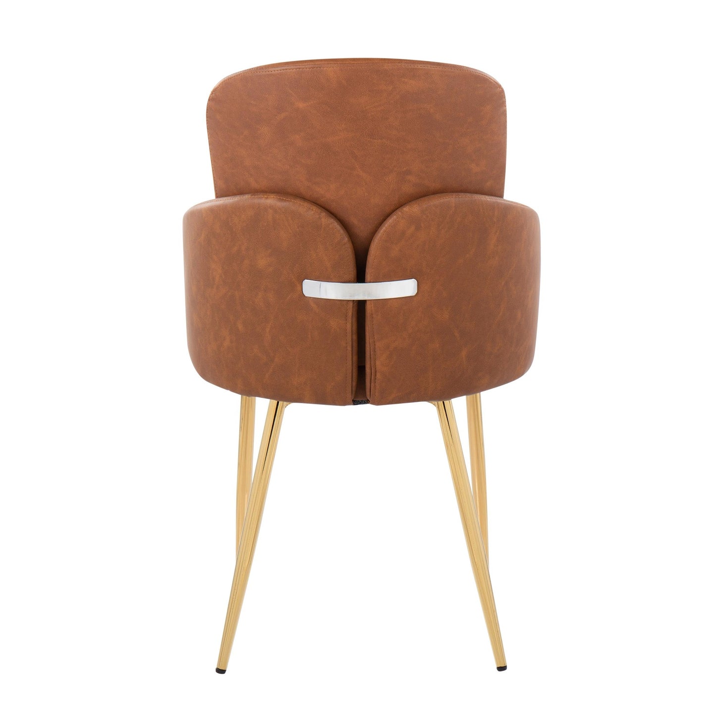 Dahlia Contemporary Dining Chair in Gold Metal and Black Faux Leather with Chrome Accent   - Set of 2