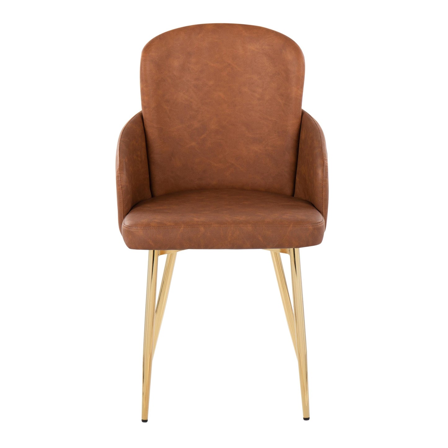Dahlia Contemporary Dining Chair in Gold Metal and Black Faux Leather with Chrome Accent   - Set of 2