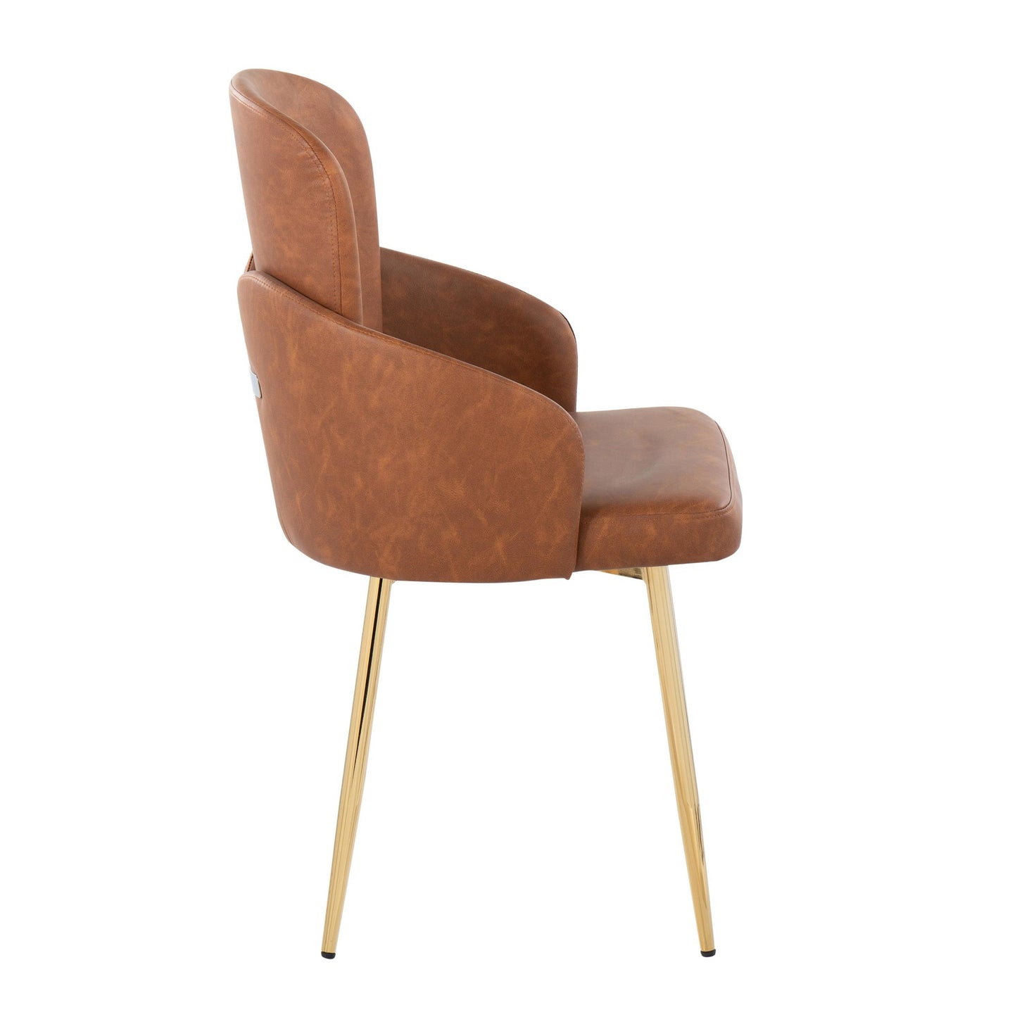 Dahlia Contemporary Dining Chair in Gold Metal and Black Faux Leather with Chrome Accent   - Set of 2