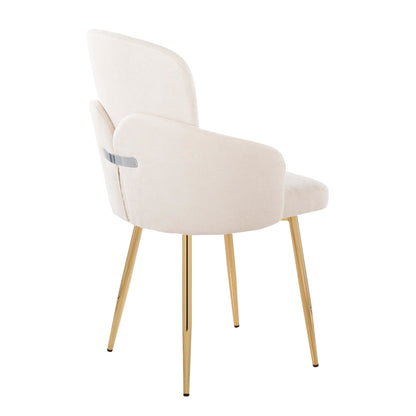 Dahlia Contemporary Dining Chair in Gold Metal and Black Faux Leather with Chrome Accent   - Set of 2