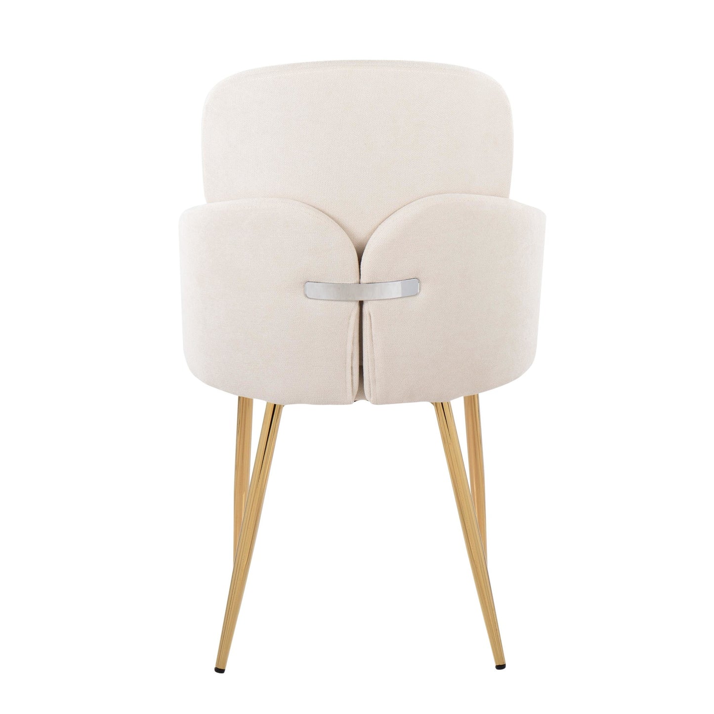 Dahlia Contemporary Dining Chair in Gold Metal and Black Faux Leather with Chrome Accent   - Set of 2