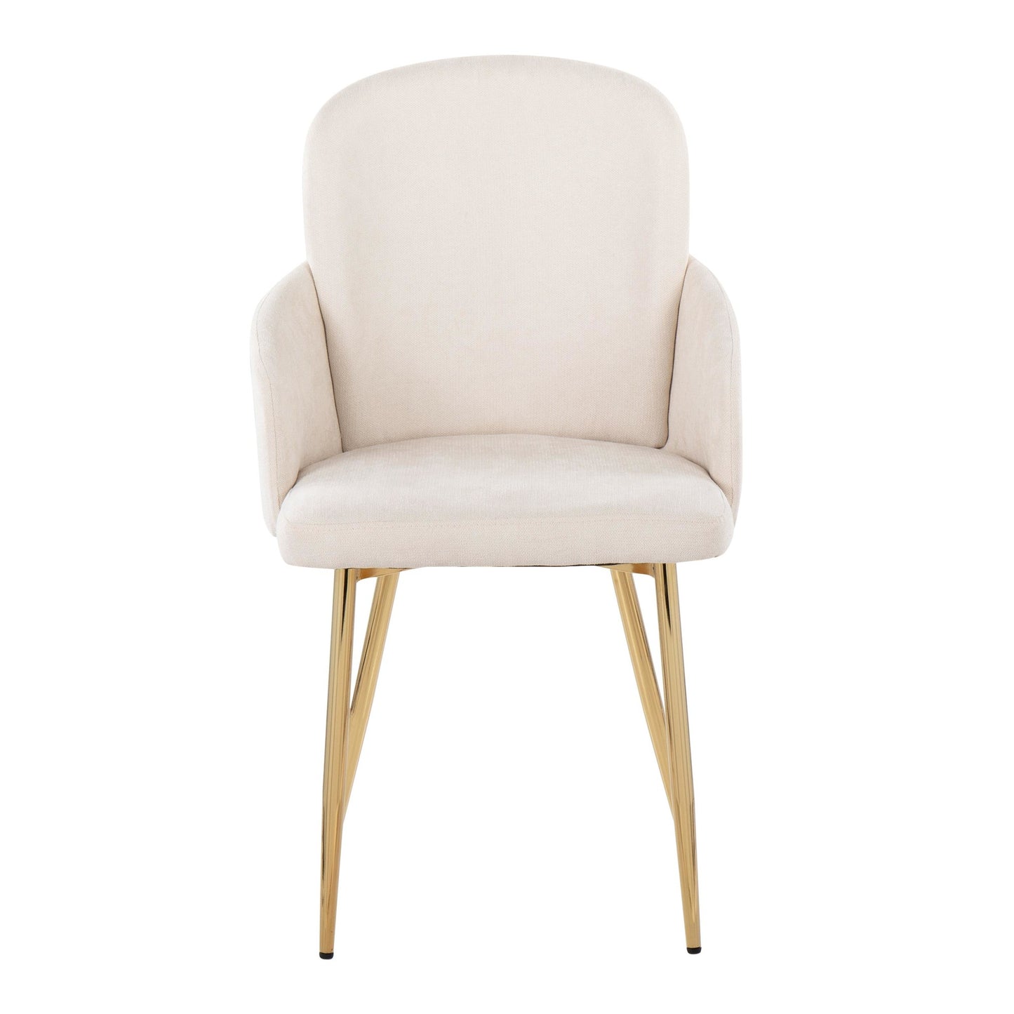Dahlia Contemporary Dining Chair in Gold Metal and Black Faux Leather with Chrome Accent   - Set of 2