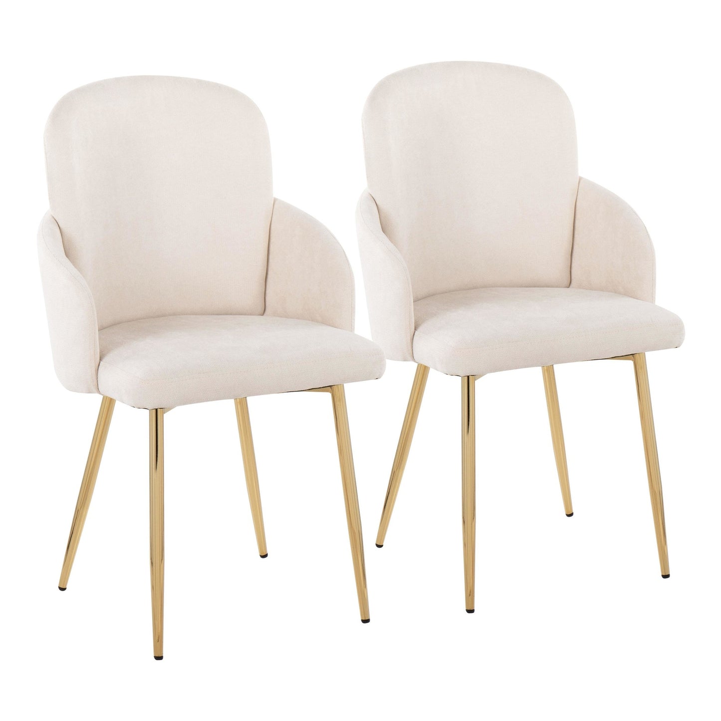 Dahlia Contemporary Dining Chair in Gold Metal and Black Faux Leather with Chrome Accent   - Set of 2