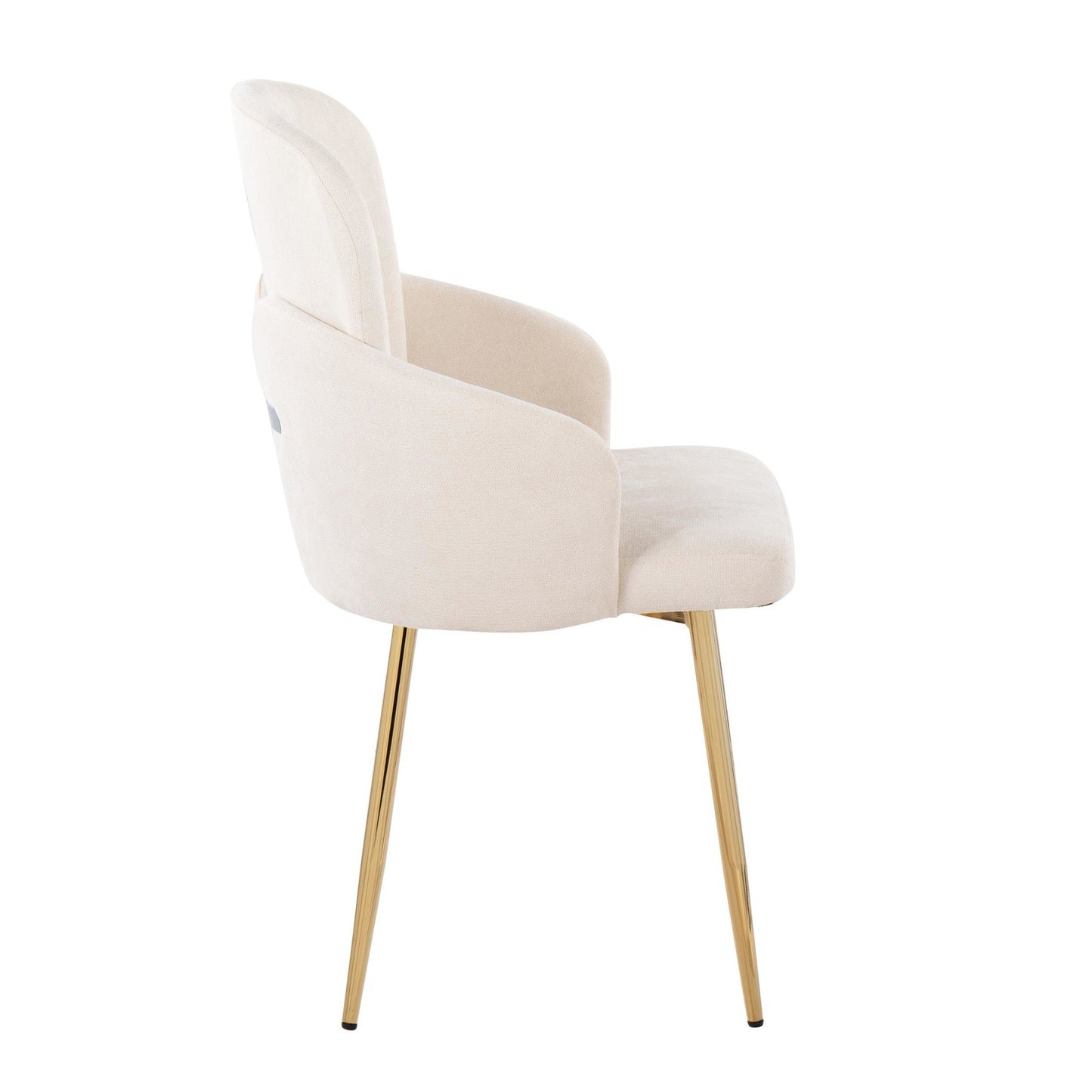 Dahlia Contemporary Dining Chair in Gold Metal and Black Faux Leather with Chrome Accent   - Set of 2
