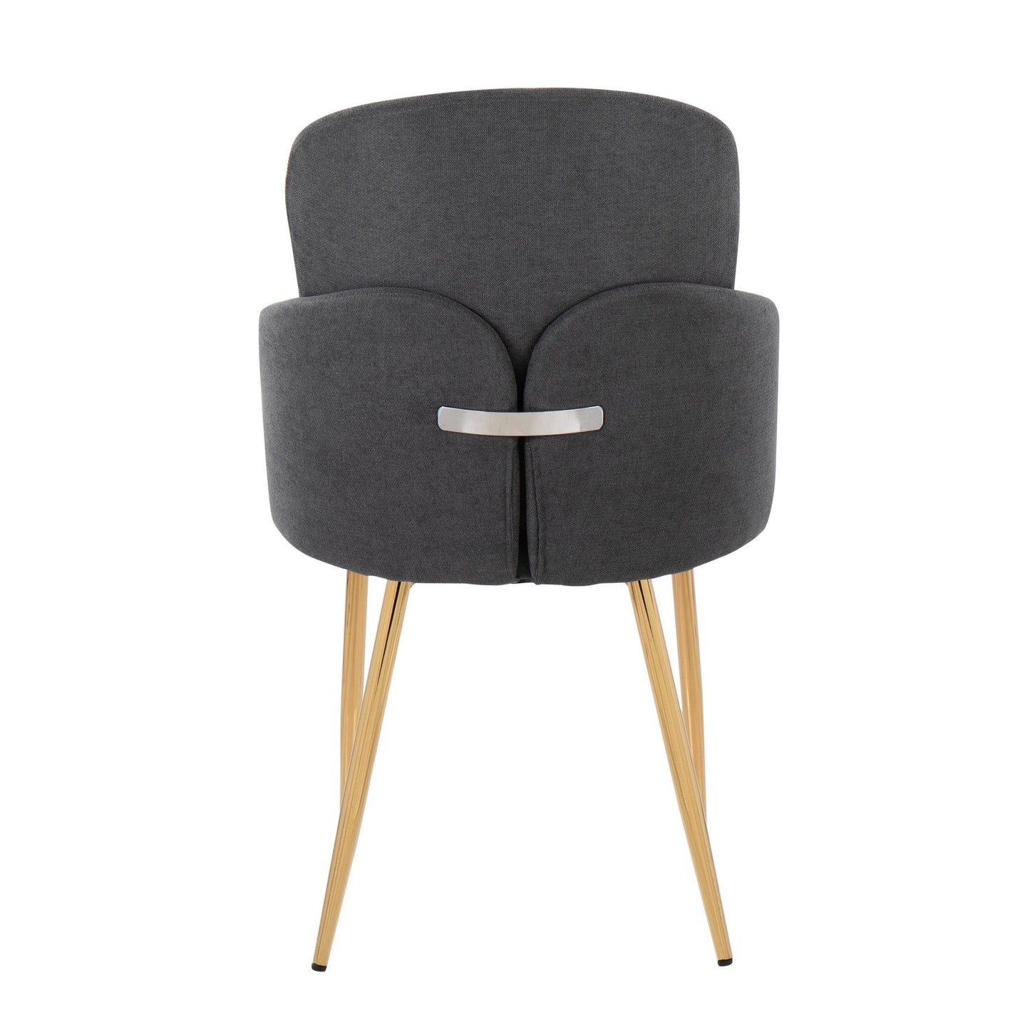 Dahlia Contemporary Dining Chair in Gold Metal and Black Faux Leather with Chrome Accent   - Set of 2