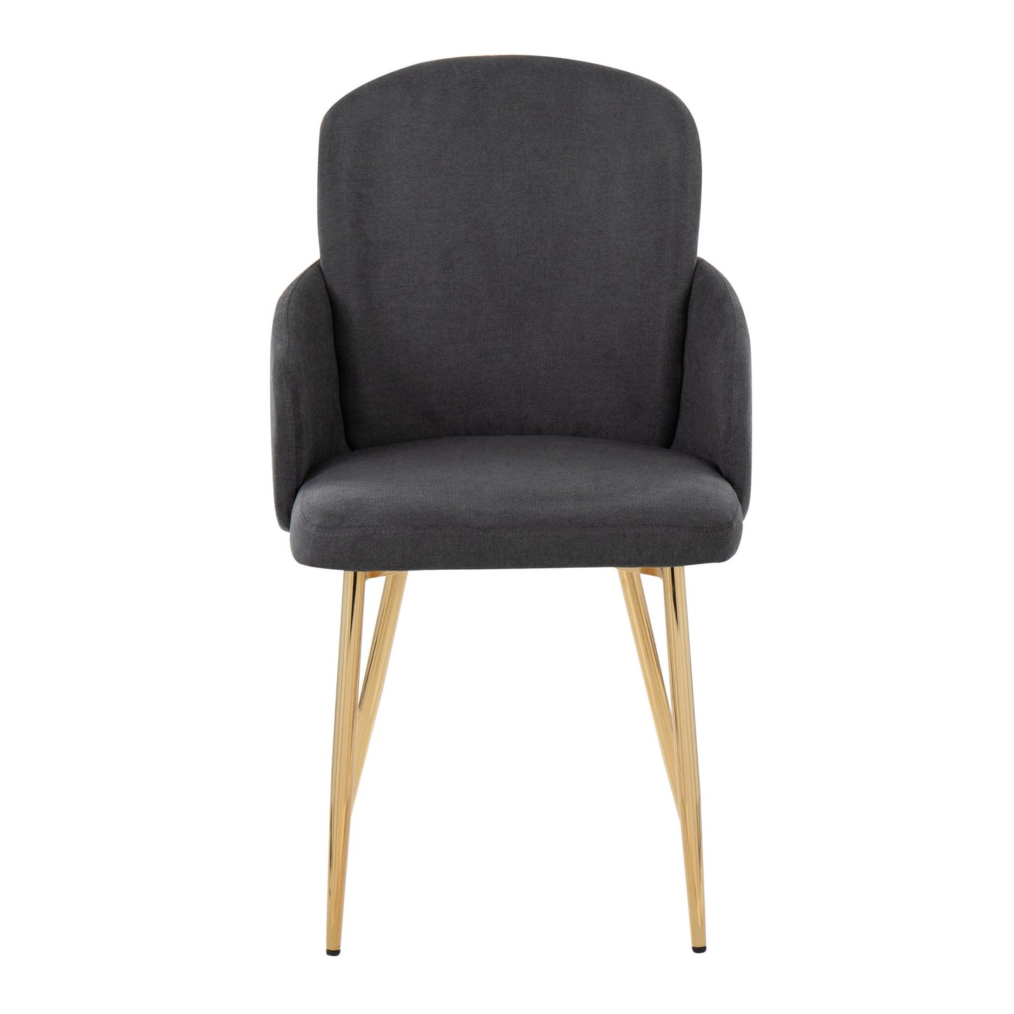 Dahlia Contemporary Dining Chair in Gold Metal and Black Faux Leather with Chrome Accent   - Set of 2