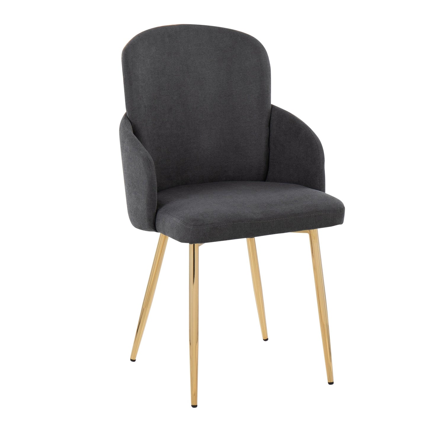 Dahlia Contemporary Dining Chair in Gold Metal and Black Faux Leather with Chrome Accent   - Set of 2