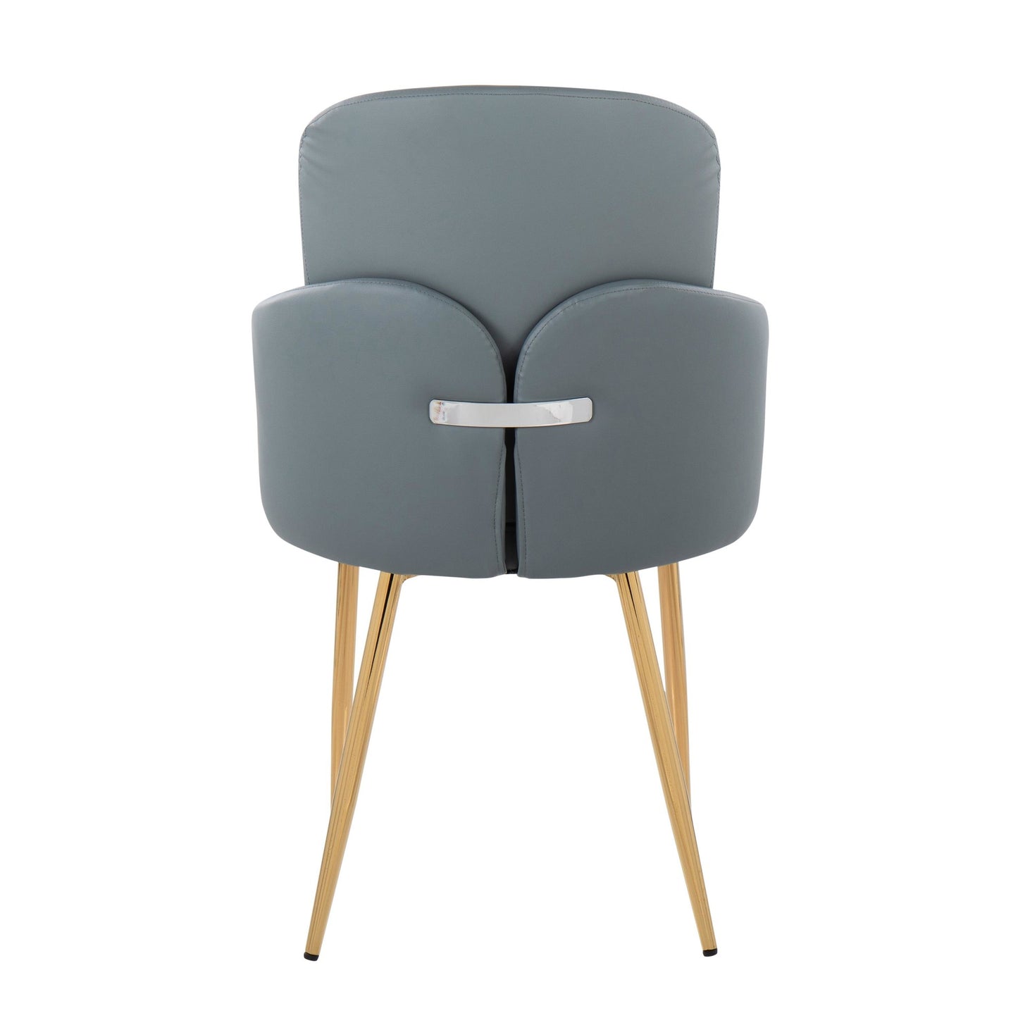 Dahlia Contemporary Dining Chair in Gold Metal and Black Faux Leather with Chrome Accent   - Set of 2