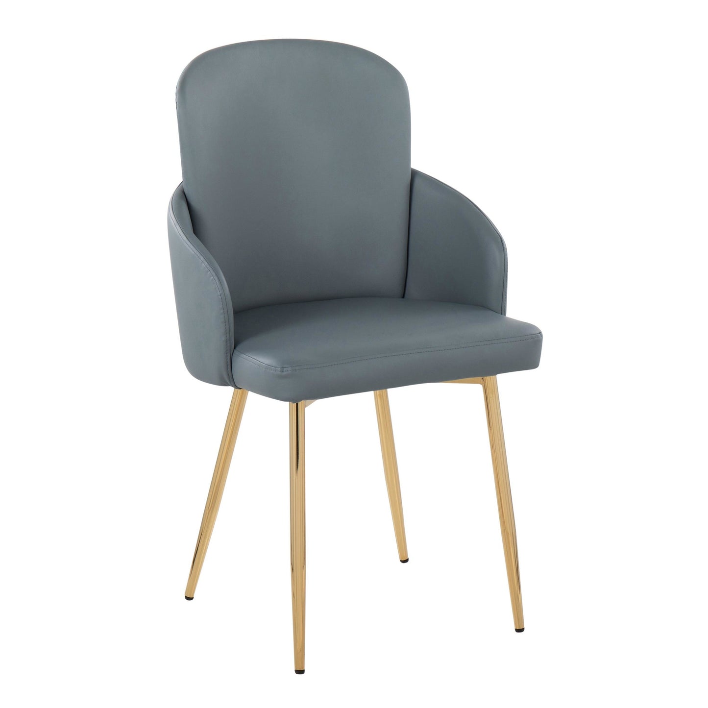 Dahlia Contemporary Dining Chair in Gold Metal and Black Faux Leather with Chrome Accent   - Set of 2