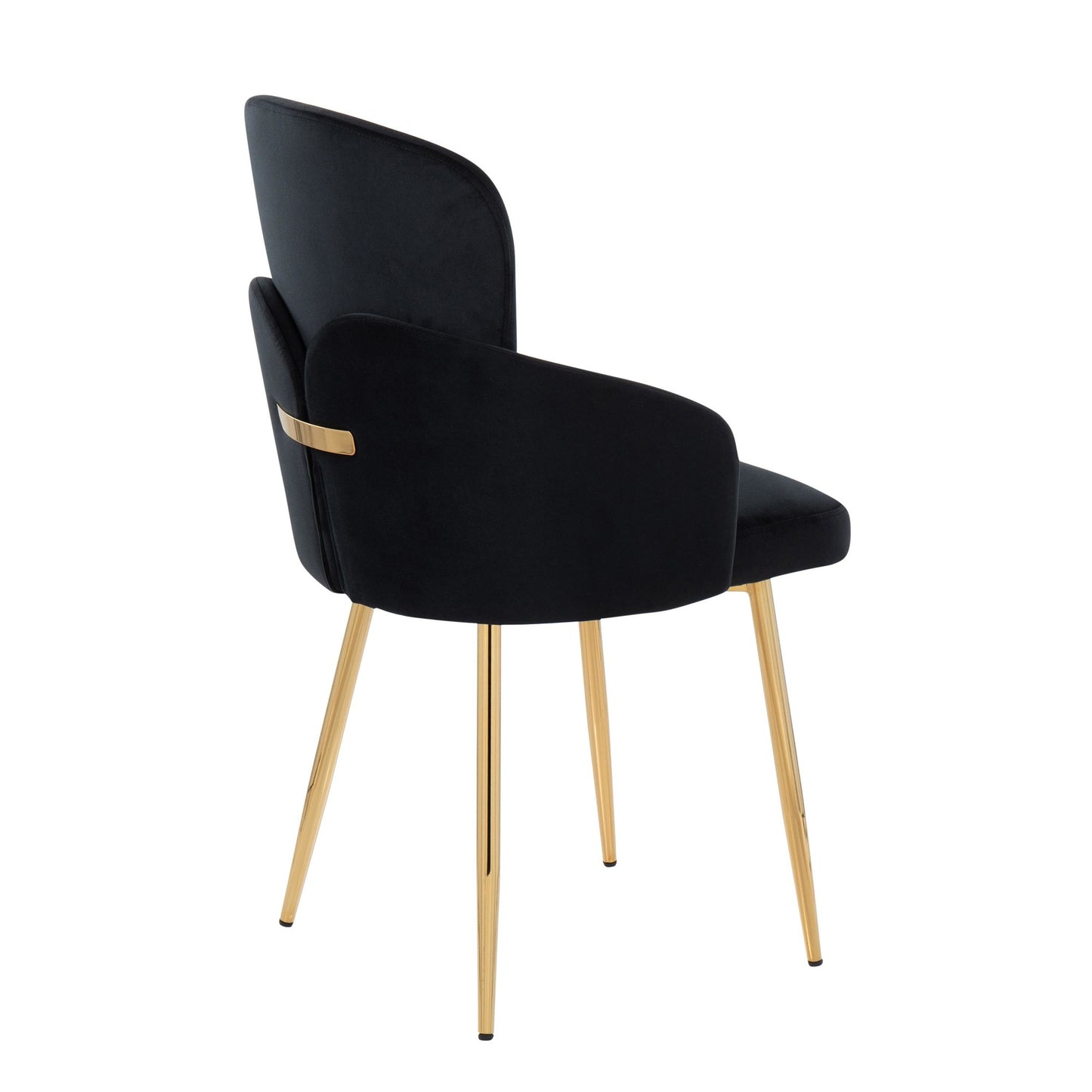 Dahlia Contemporary Dining Chair in Gold Metal and Black Faux Leather with Chrome Accent   - Set of 2