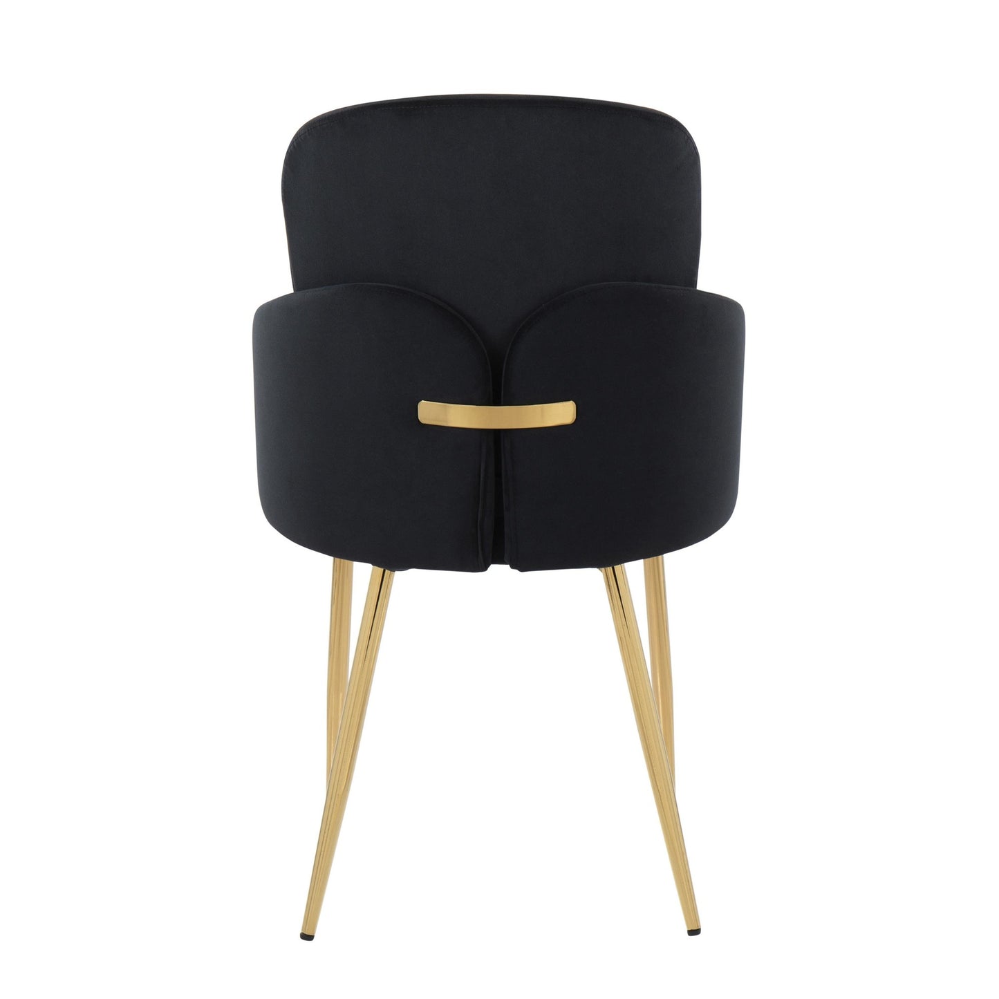 Dahlia Contemporary Dining Chair in Gold Metal and Black Faux Leather with Chrome Accent   - Set of 2
