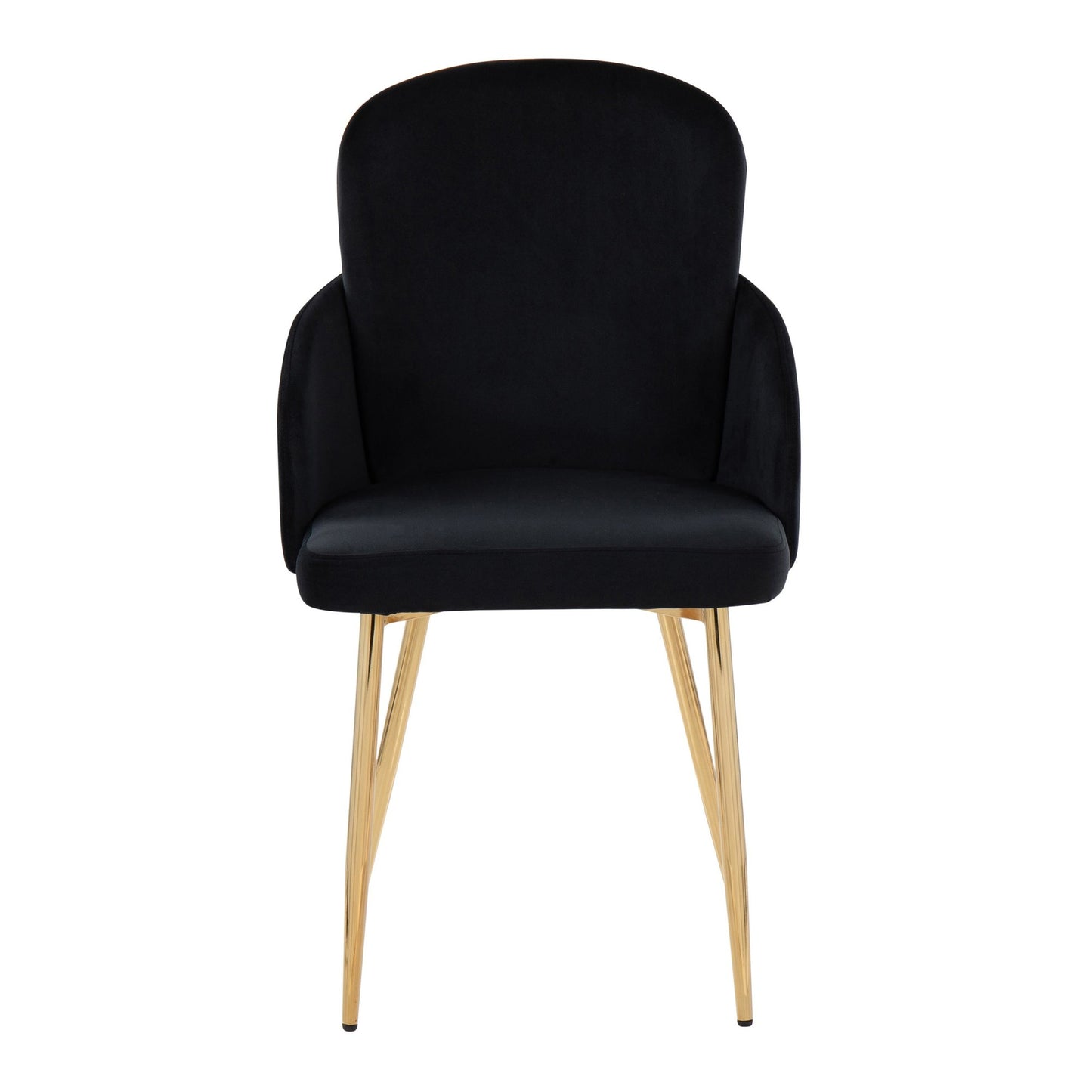 Dahlia Contemporary Dining Chair in Gold Metal and Black Faux Leather with Chrome Accent   - Set of 2