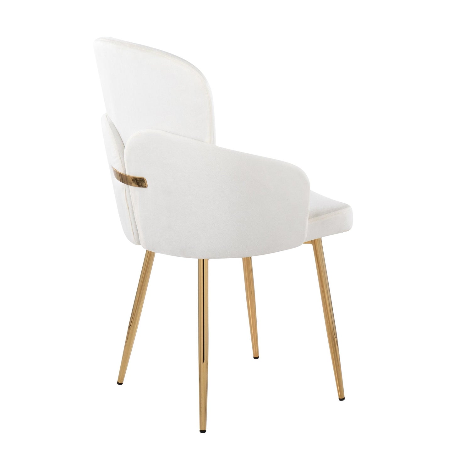 Dahlia Contemporary Dining Chair in Gold Metal and Black Faux Leather with Chrome Accent   - Set of 2