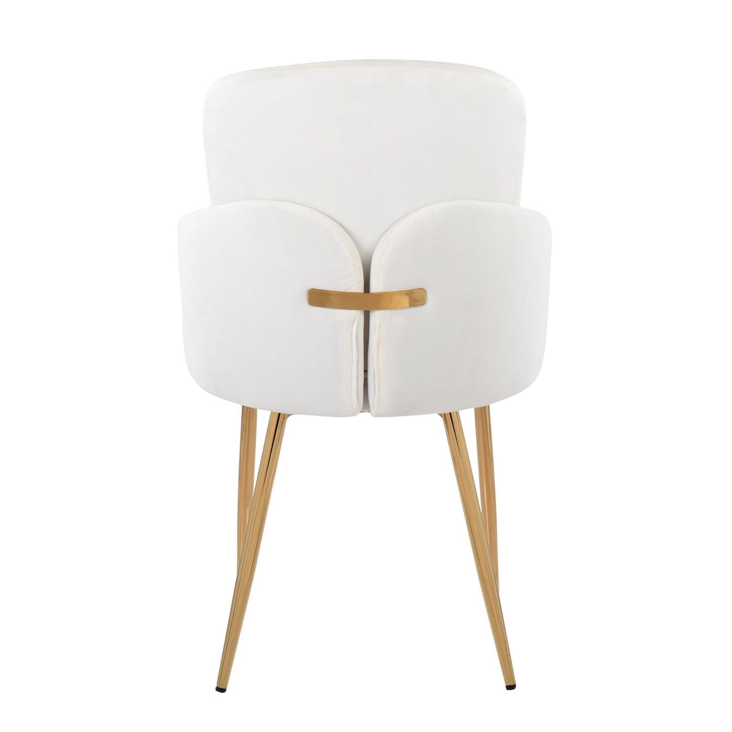 Dahlia Contemporary Dining Chair in Gold Metal and Black Faux Leather with Chrome Accent   - Set of 2