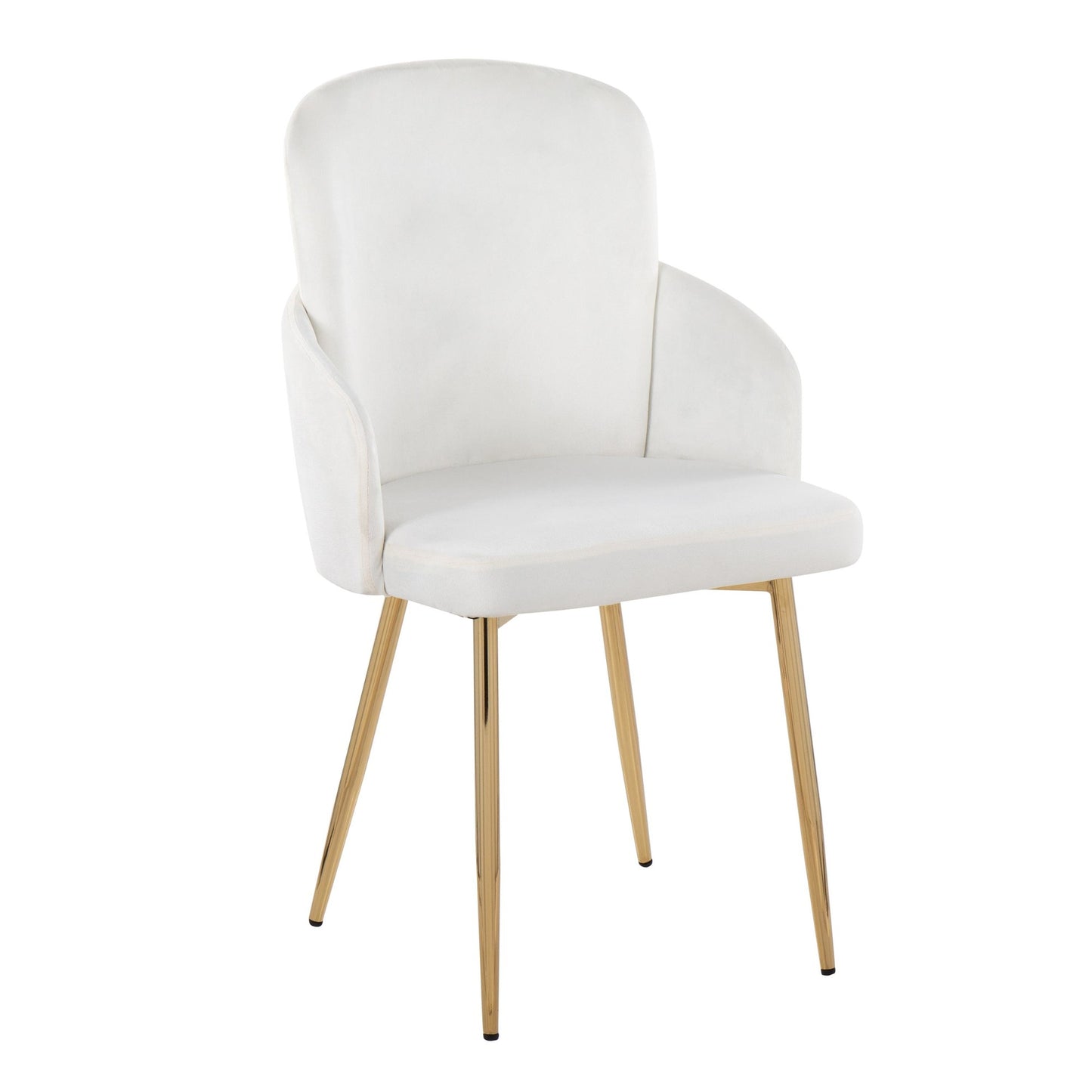Dahlia Contemporary Dining Chair in Gold Metal and Black Faux Leather with Chrome Accent   - Set of 2
