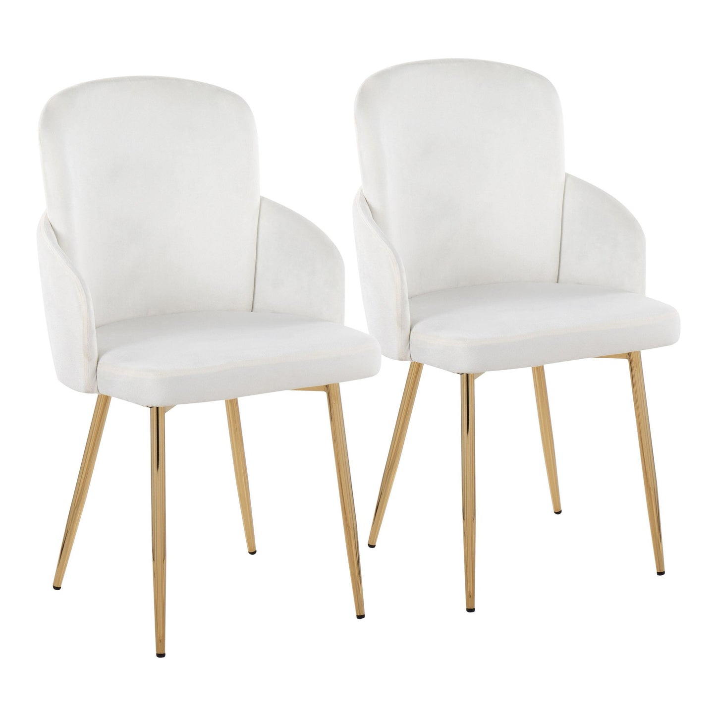 Dahlia Contemporary Dining Chair in Gold Metal and Black Faux Leather with Chrome Accent   - Set of 2